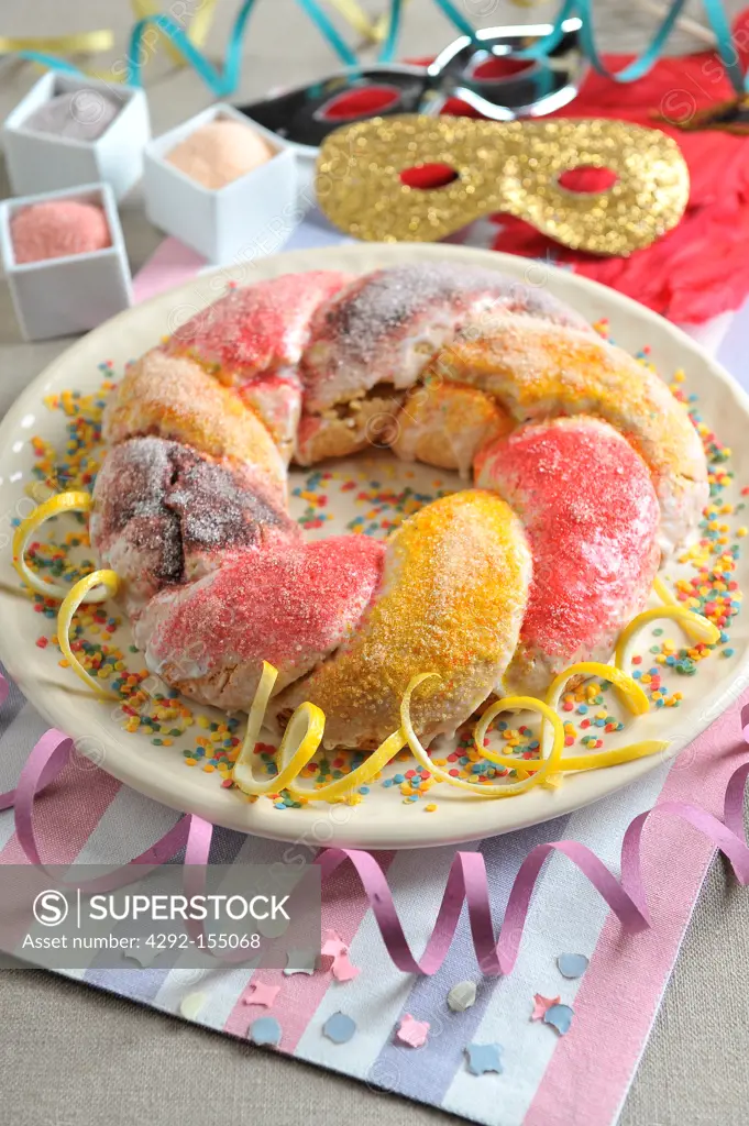 Crown shaped cake covered with colorful sugar