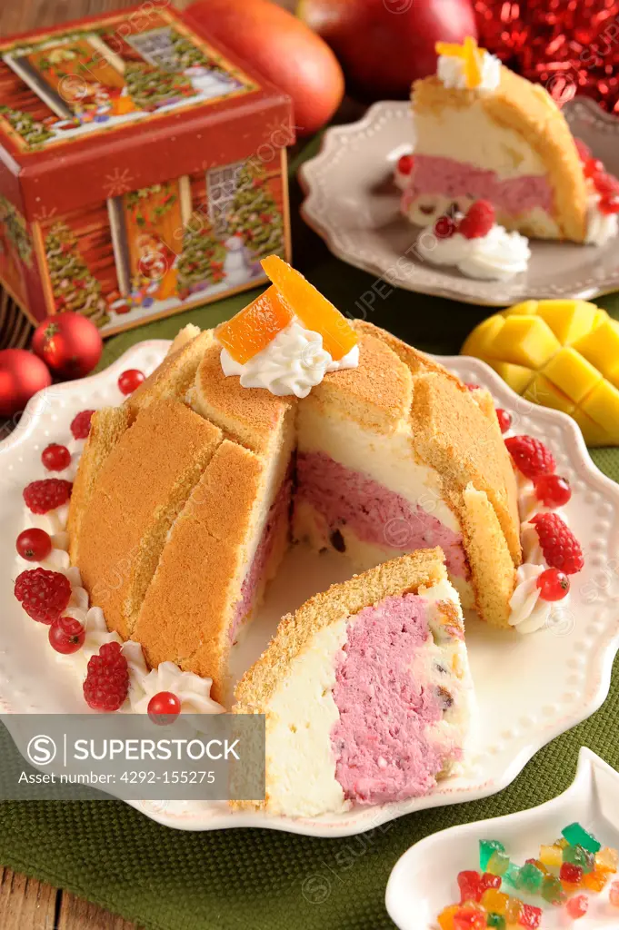Classic italian dessert made with sponge-cake and filled with three different creams
