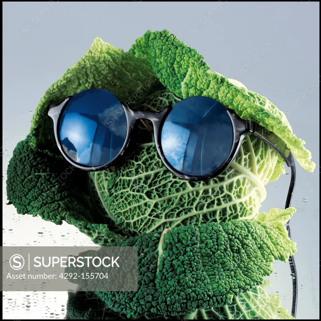 Cabbage with glasses