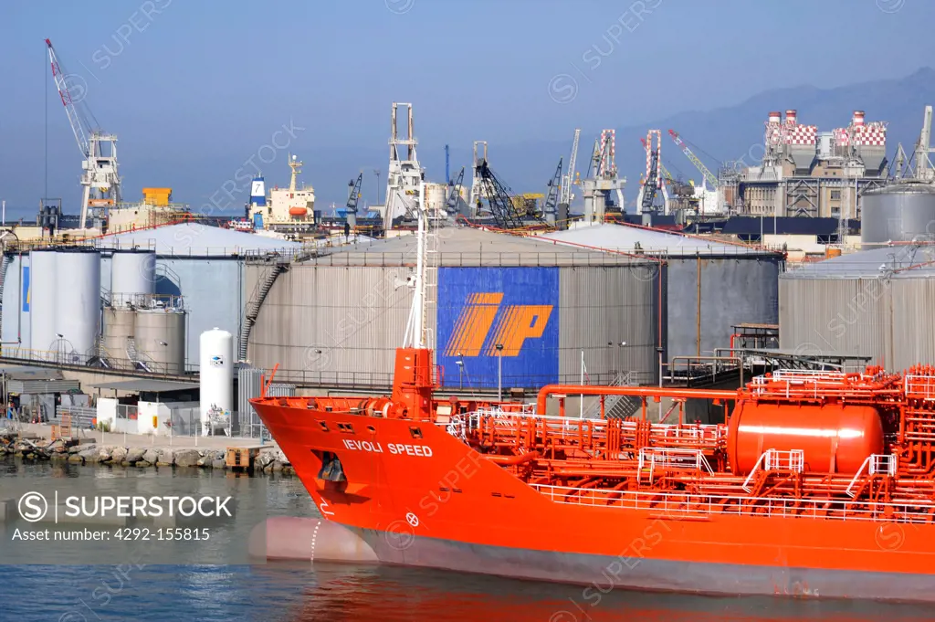 Italy, Genoa port, Genoa port, petroleum storage and tanker