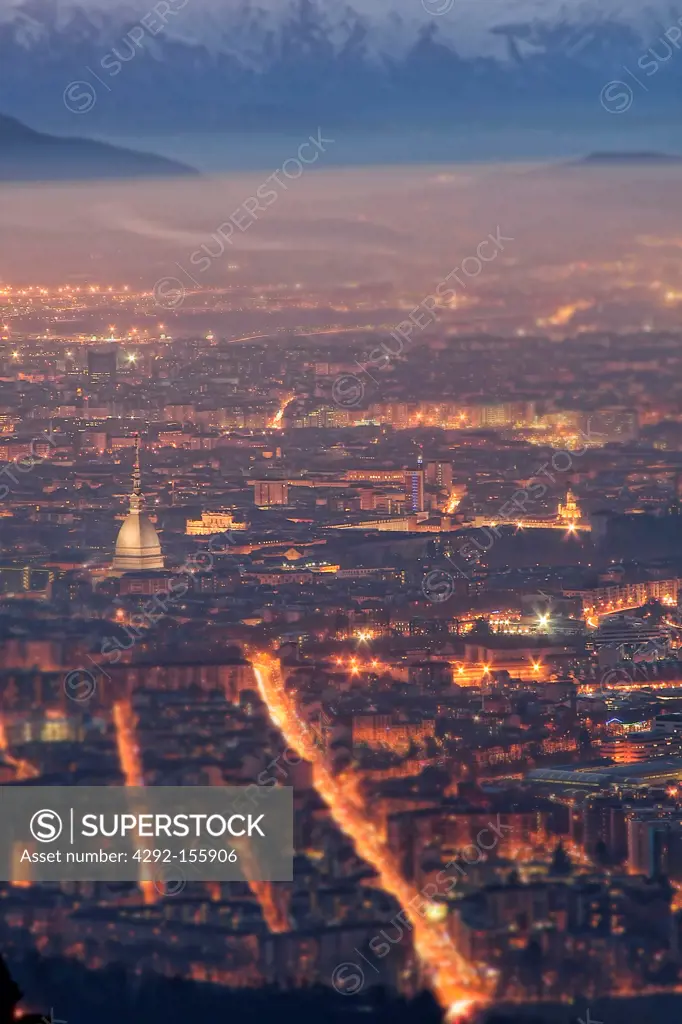 Italy, Piedmont, Turin, City landscape from Superga