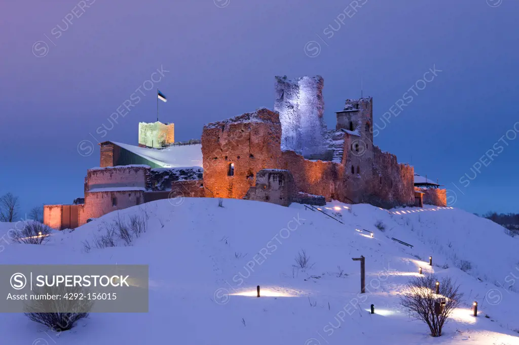Rakvere castle ruins in winter
