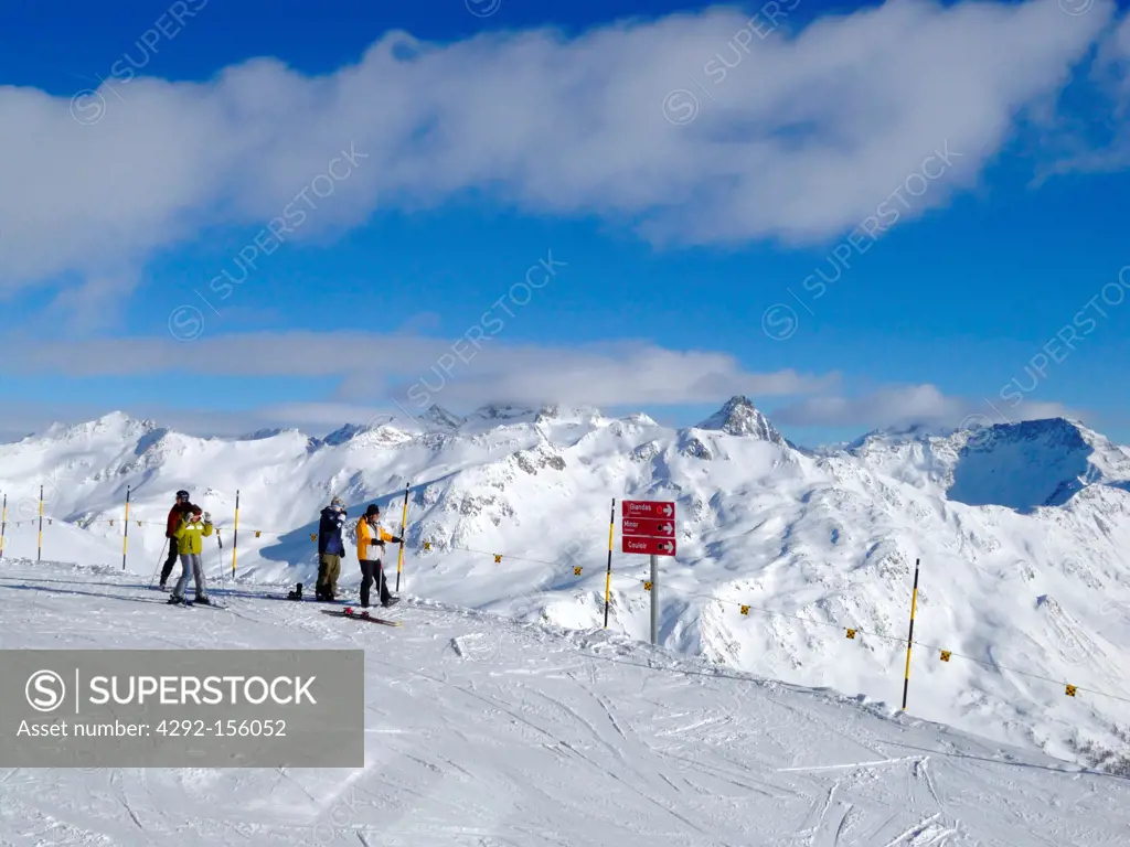 Europe, Switzerland, Engadine, La Galb ski slopes