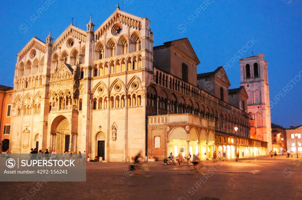 Italy, Emilia Romagna, Ferrara. Duomo facade