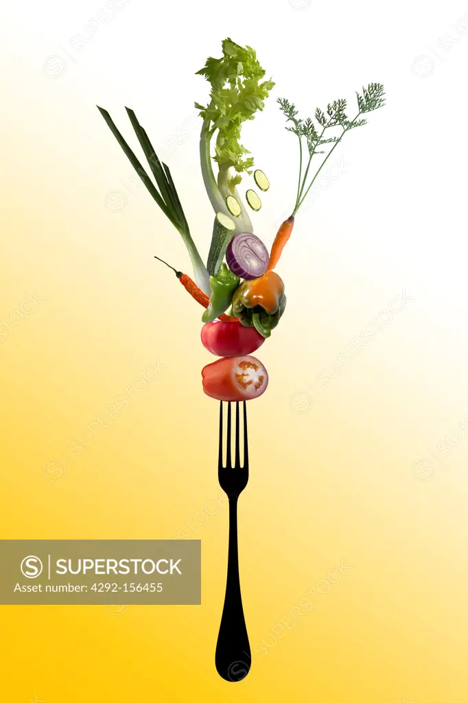 vegetables on a fork