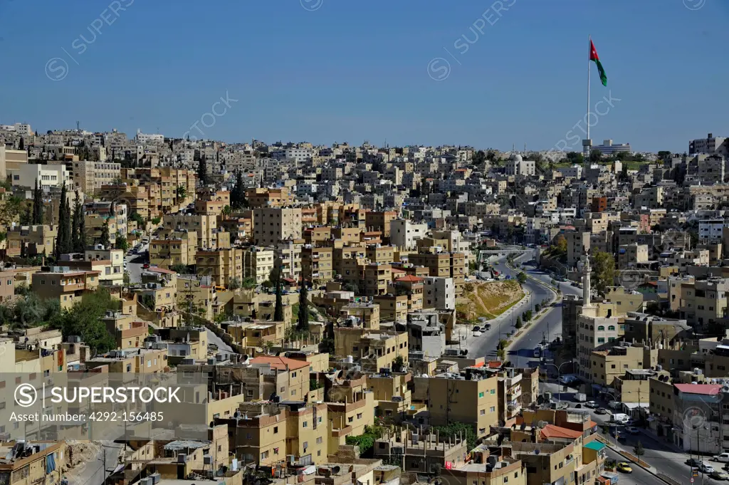 Jordan, Amman, cityview from the the Citadel archeological site