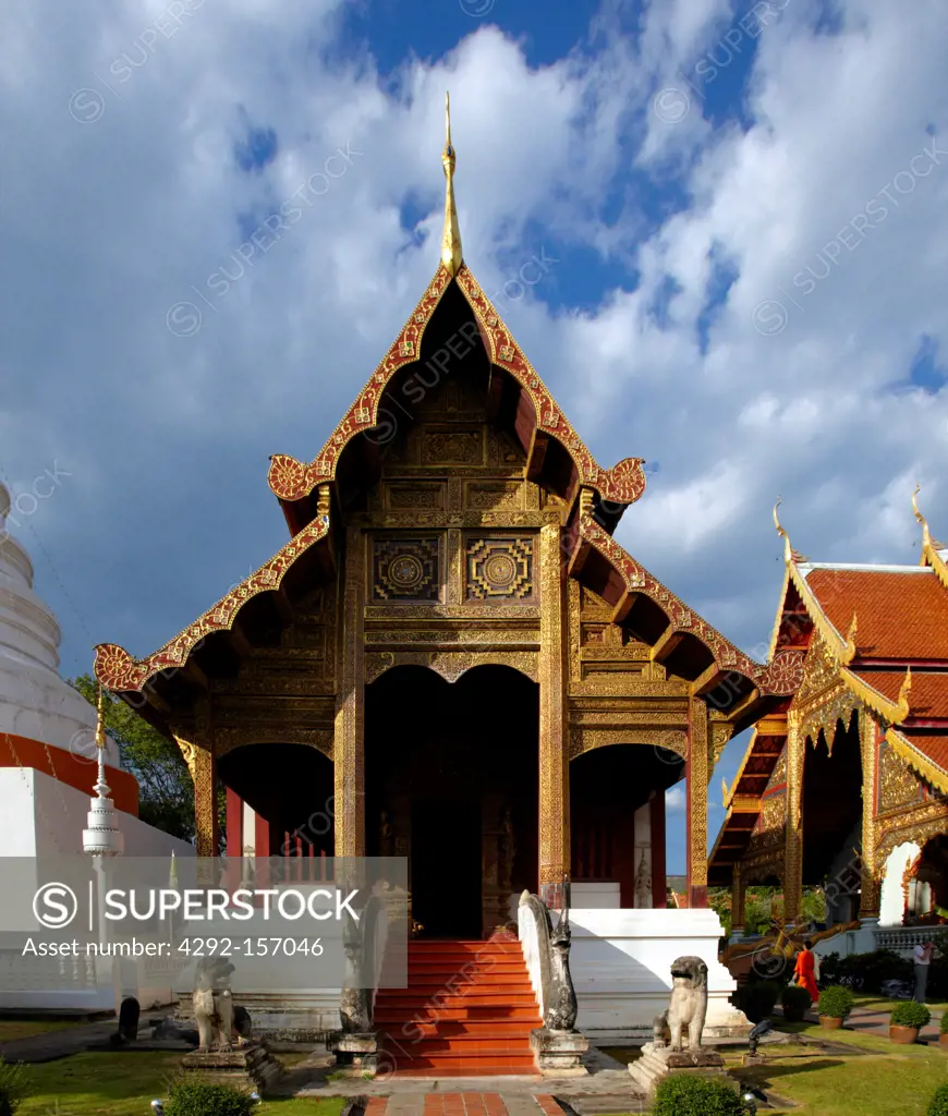 Thailand, Chiang Mai city, Wat Phra Singh - Buddhist Temple, This temple contains supreme examples of Lanna art. A chedi was first built by King Pha Yu (r.1337-55) to house the bones of his fathe...