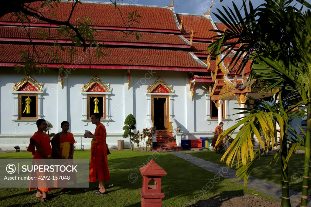 Thailand, Chiang Mai city, Wat Phra Singh - Buddhist Temple, This temple contains supreme examples of Lanna art. A chedi was first built by King Pha Yu (r.1337-55) to house the bones of his fathe...