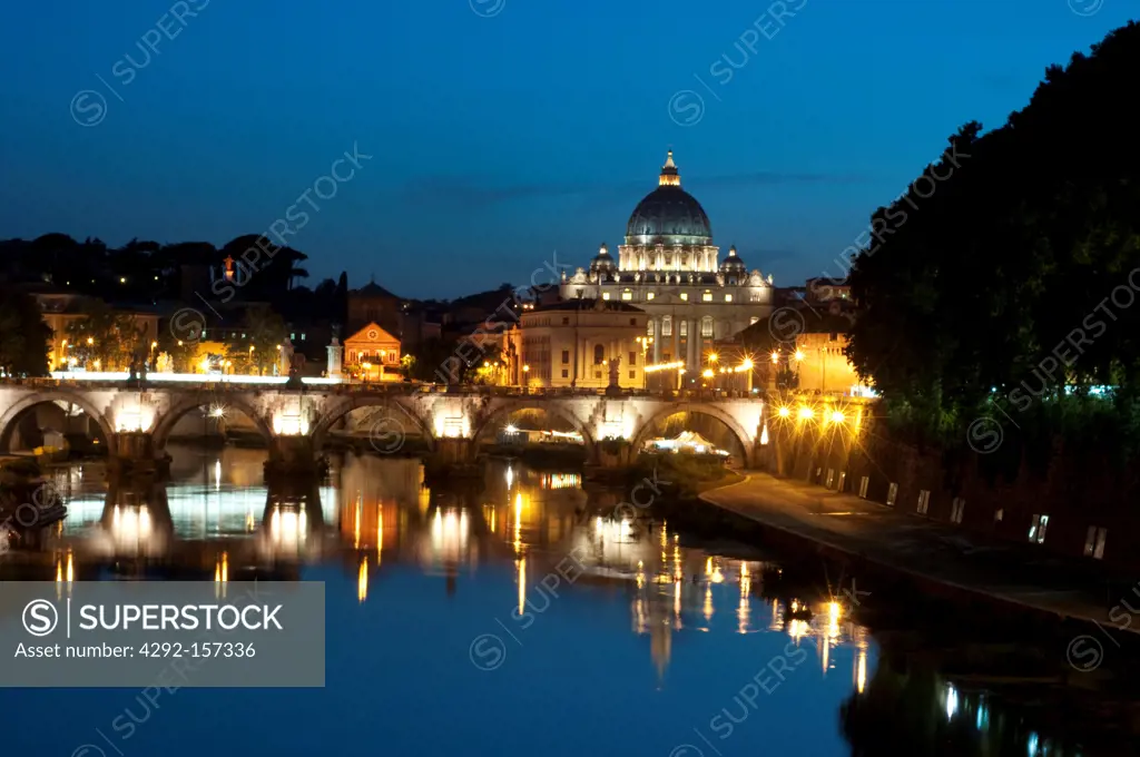 Italy, Lazio, Rome, Tevere River, Vatican, Saint Peter Basilica, Dome