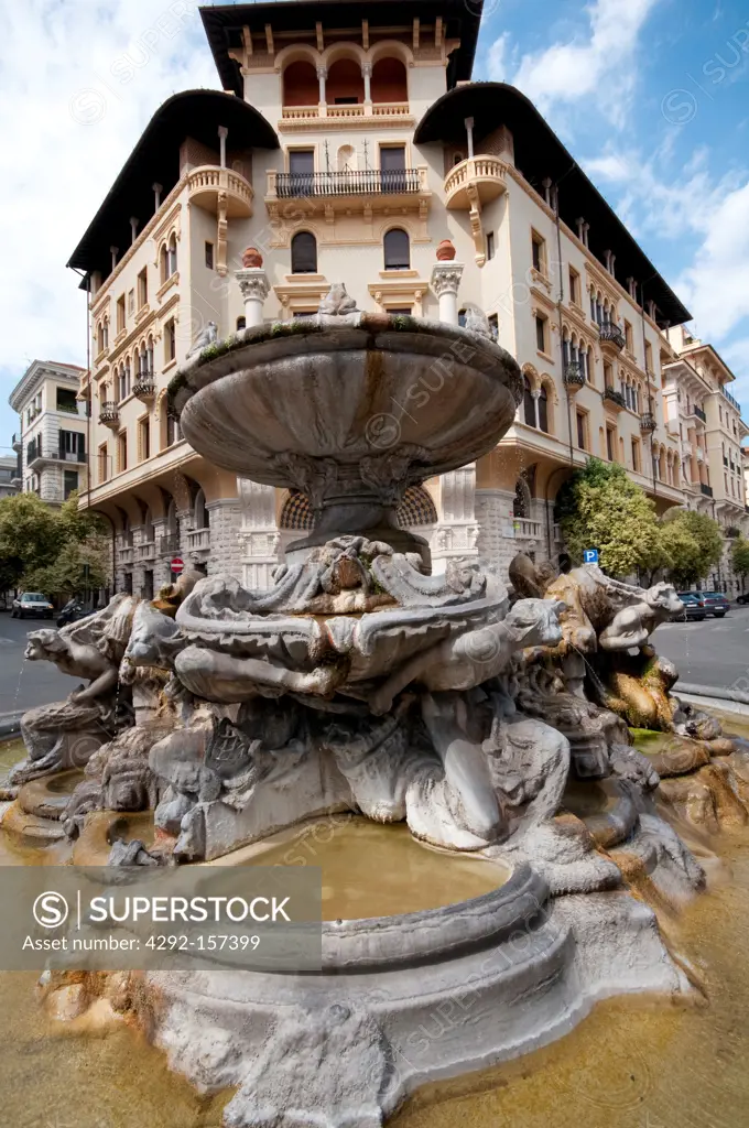 Italy, Lazio, Rome, Coppedè Quarter, Piazza Mincio Square, Fontana delle Rane Fountain by Gino Coppedè Architect