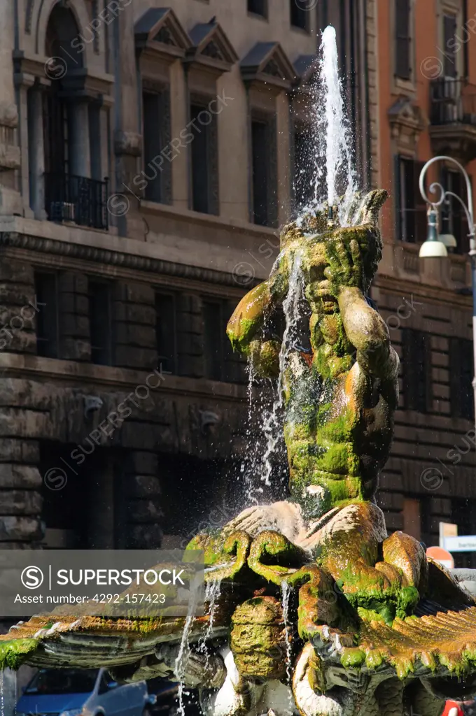 Italy, Lazio, Rome, Barberini Square, Fountain of Triton by Gian Lorenzo Bernini