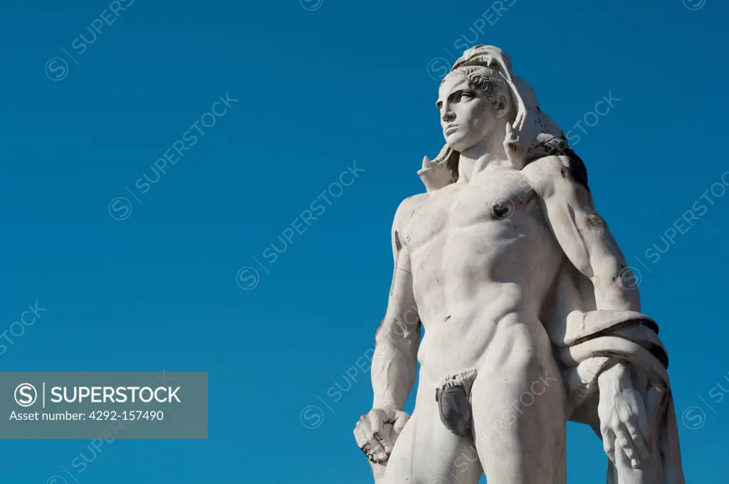 Italy, Lazio, Rome, Foro Italico, Marbles Statues and the Olympic Stadium, Hercules