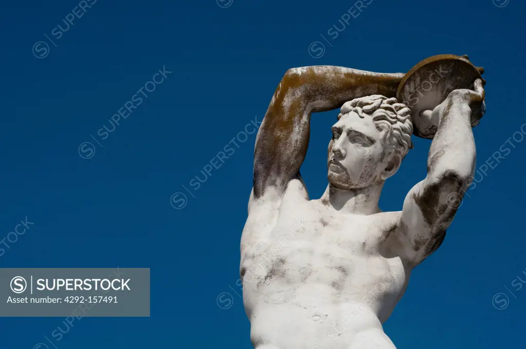 Italy, Lazio, Rome, Foro Italico, Marbles Statues and the Olympic Stadium