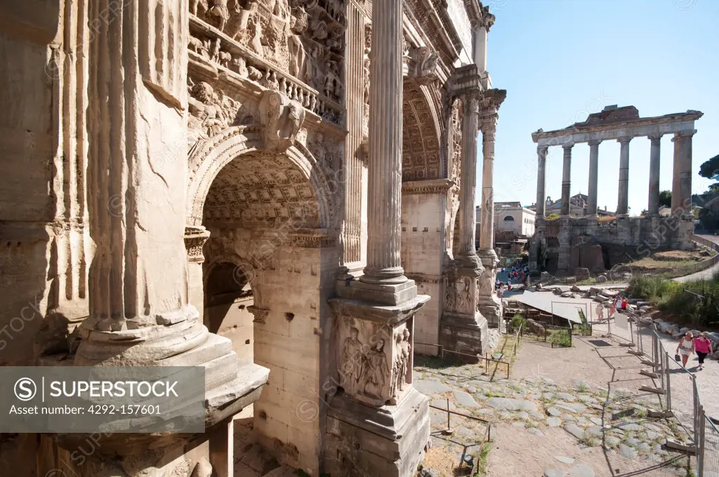 Italy, Lazio, Rome, Roman Forum, Arch of Septimius Severus