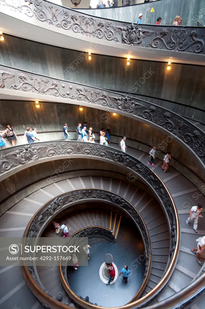 Italy, Lazio, Rome, Vatican, Vatican Museum Spiral Staircase By Giuseppe Momo