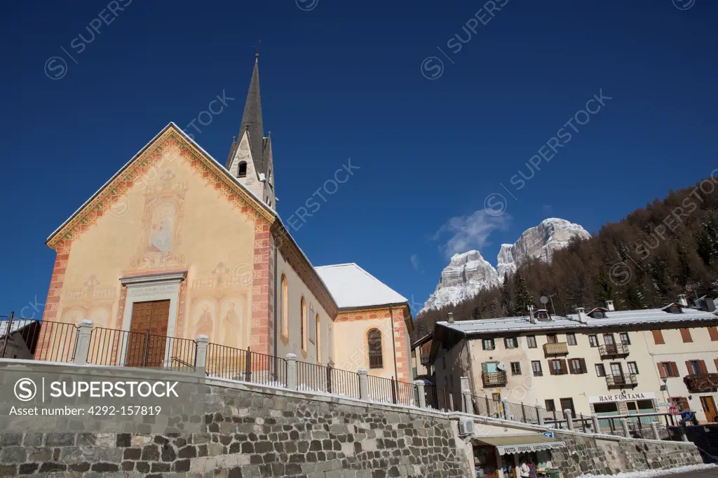Italy, Veneto, Cadore, Zoldo Alto village, the parish church