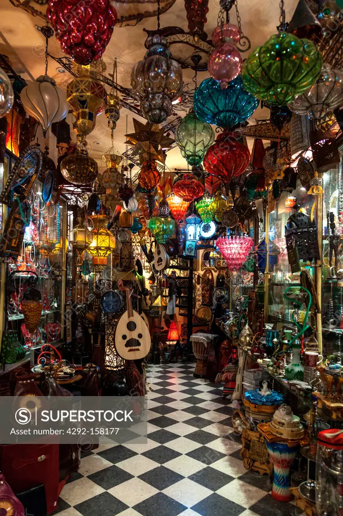 Tunisia, Tunis, an interesting store of various goods in the medina