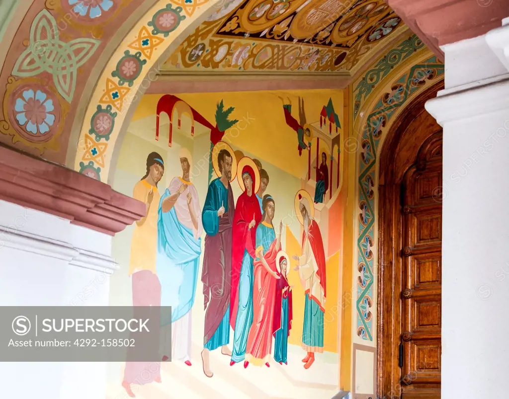 Ukraine, Jalta, wall paintings of the entrance of the Alexander Nevsky orthodox church
