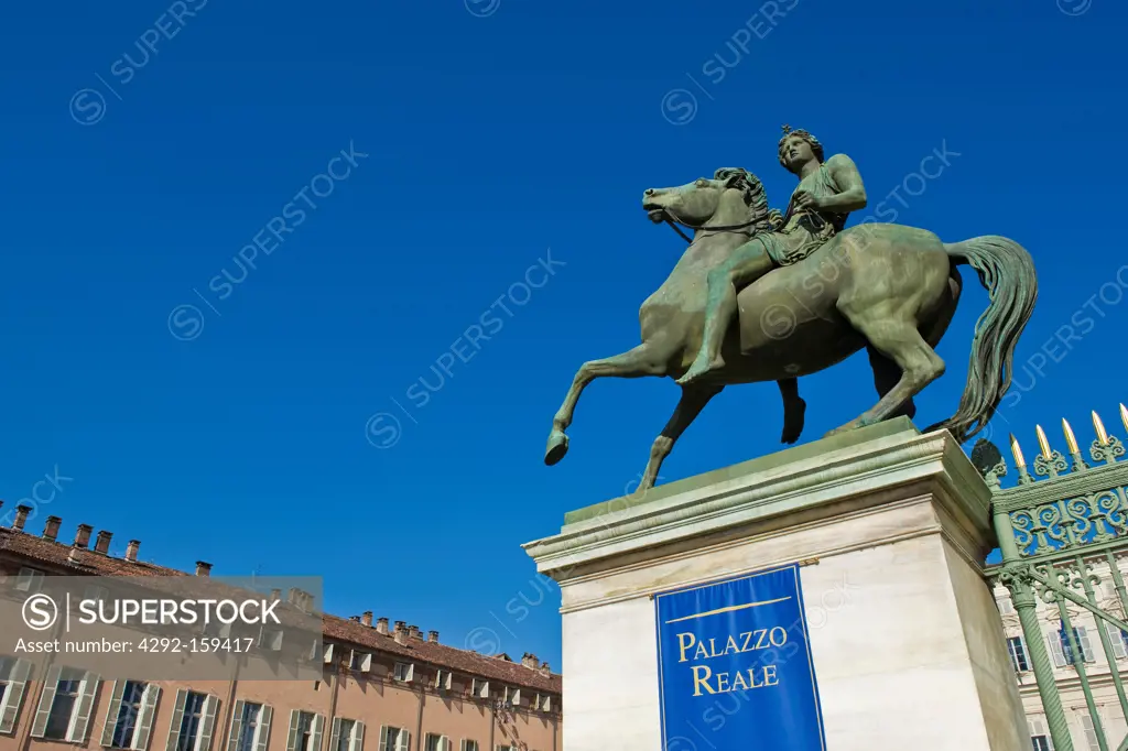 Italy, Piedmont, Turin, Royal Palace, Dioscuri statue