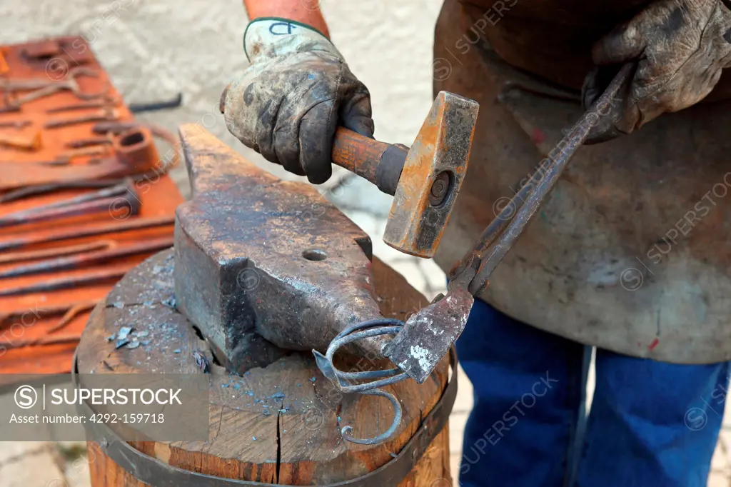 Italy, Abruzzo, Pescocostanzo, traditional feast ancient craft, smith