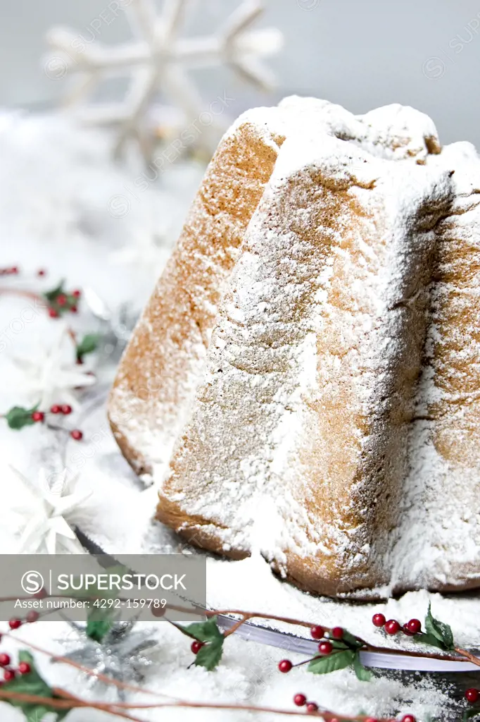 pandoro cake in christmas setting