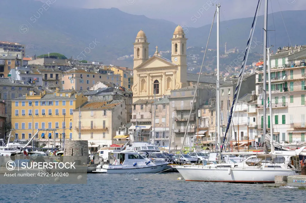 Corsica, Bastia, the ancient port and church St Jean Baptiste