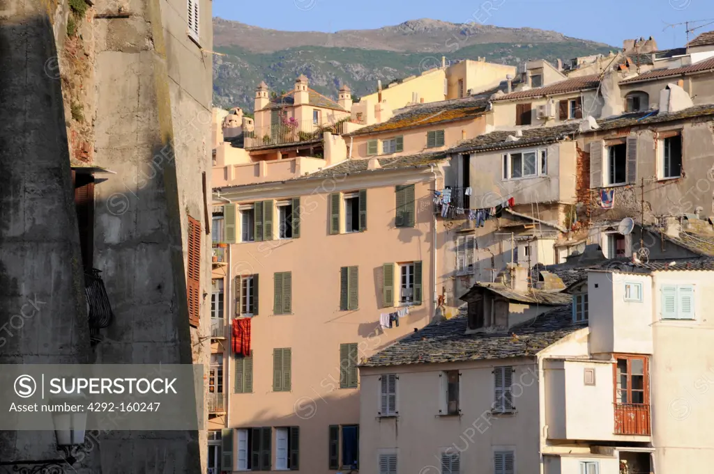 France, Corsica, Bastia, houses in the ancient town