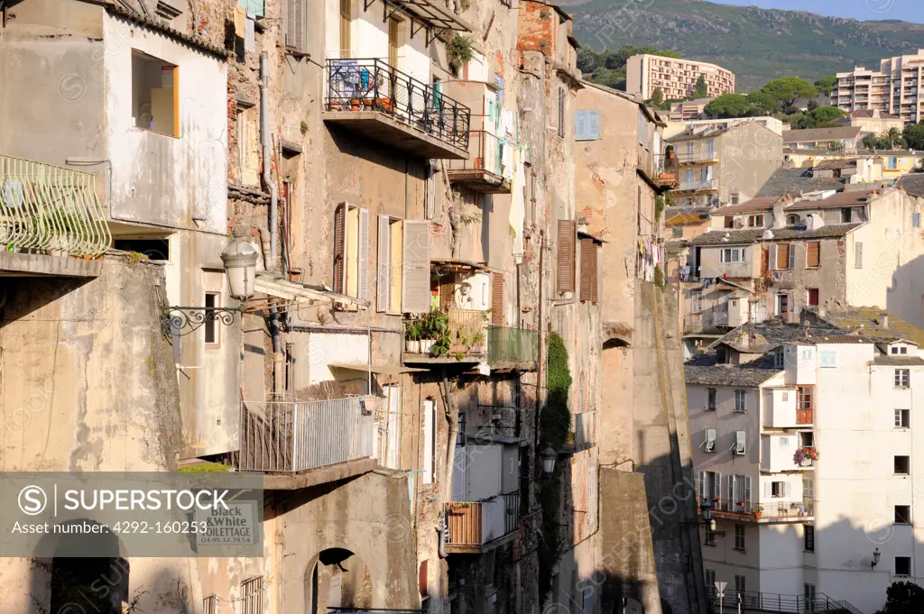 France, Corsica, Bastia, houses in the ancient town