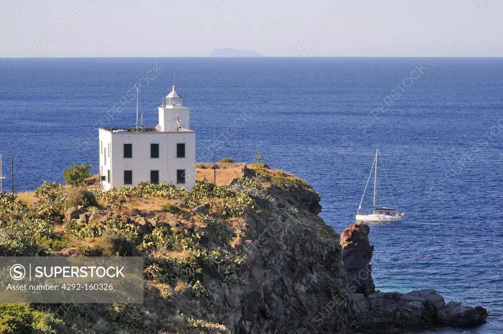 Italy, Capraia island (Tuscan Archipelago) the lighthouse of Ferraione point