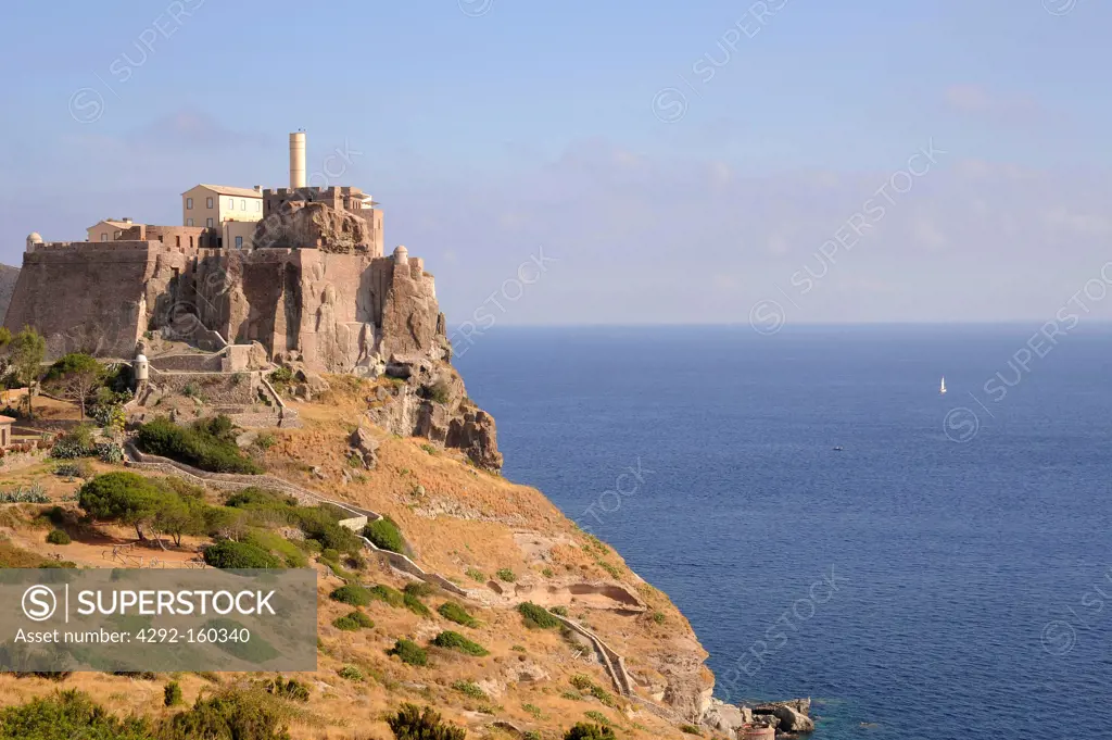Italy, Capraia island (Tuscan Archipelago), the fortress of San Giorgio