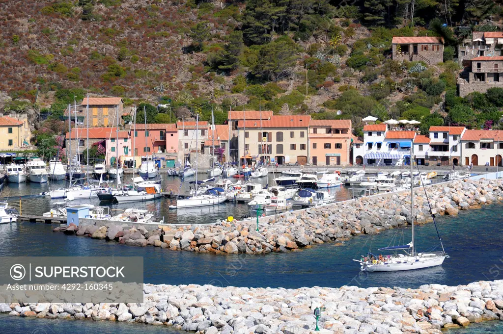Italy, Capraia island (Tuscan Archipelago), the tourist harbour