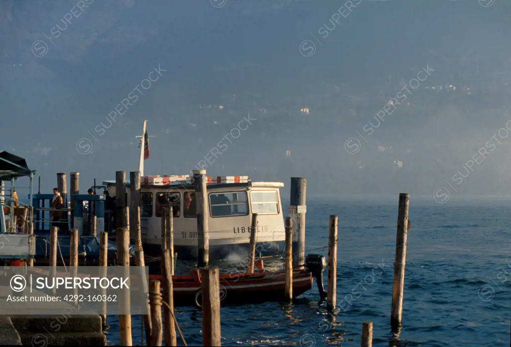 Italy, Lombardy, Iseo lake, landing place of the ferry in Peschiera Maraglio village on Montisola island