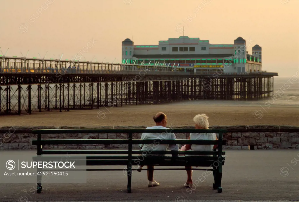 England, wooden wharf in Weston-super-Mare bathing town, on the south coast