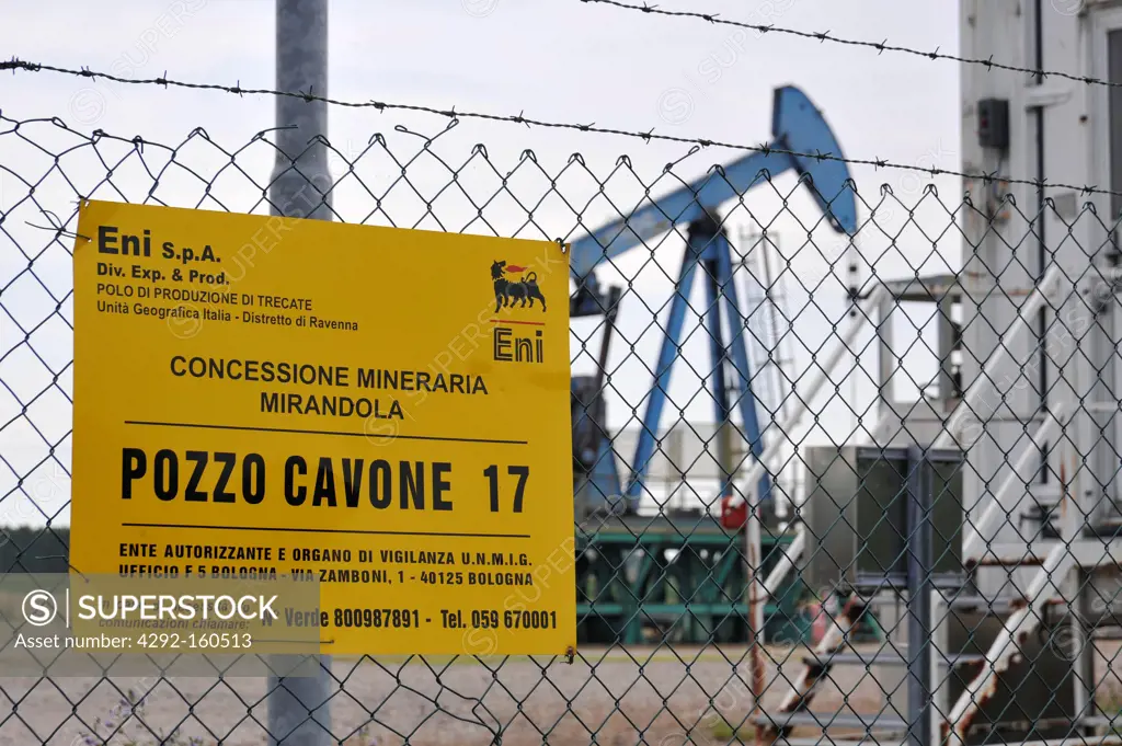Italy, ENI oil well Cavone in Mirandola municipality (Modena)