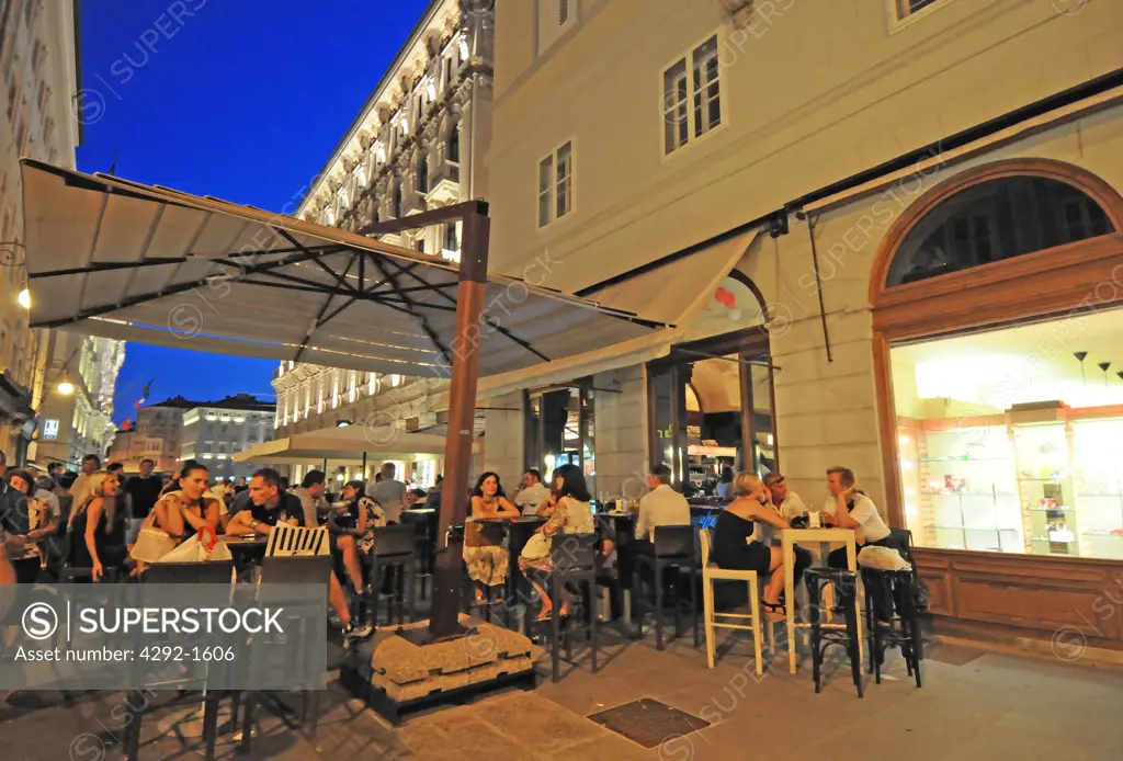 Italy, Friuli, Trieste, Piazza della Borsa bars and restaurants