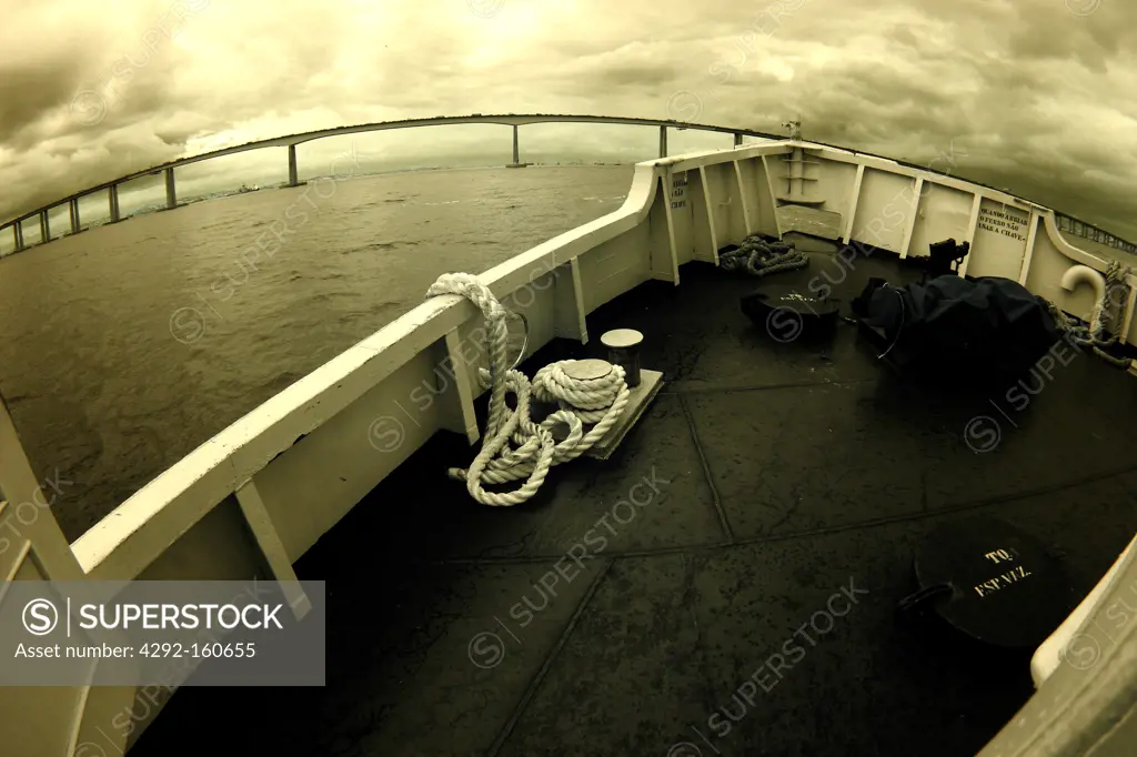 Boat - Niteroi Bridge on Guanabara Bay Rio de Janeiro Brasil