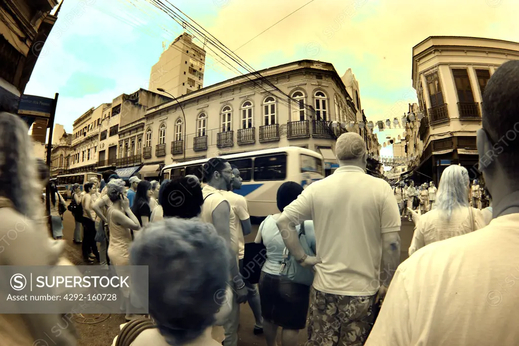 Rio de Janeiro, Brazil - Saara , people waiting for the bus
