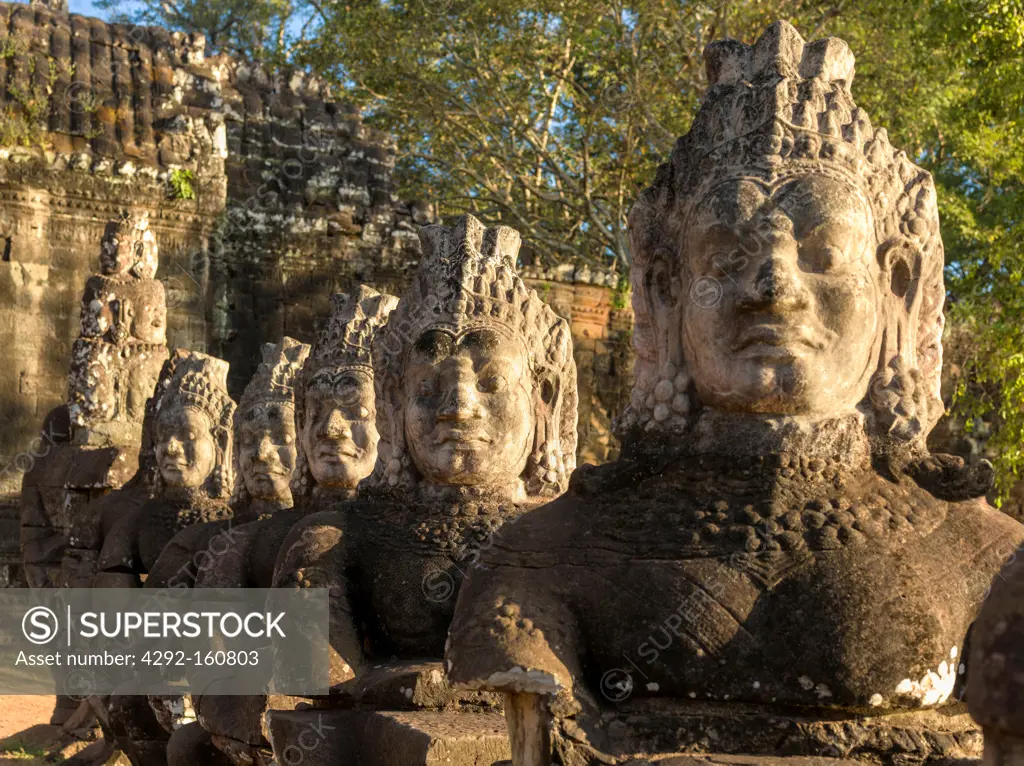Stone Figures, Southern Entrance to Angkor Thom, Angkor.