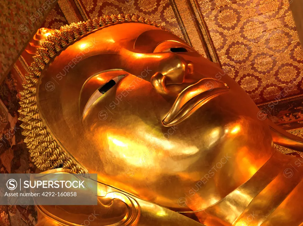 Face of The Reclining Buddha, Wat Pho, Bangkok, Thailand