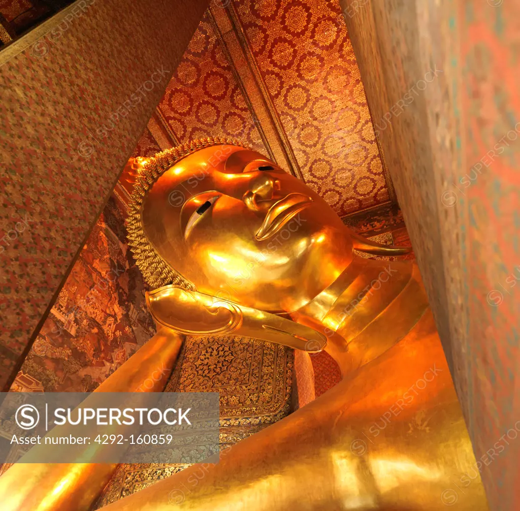 Face of The Reclining Buddha, Wat Pho, Bangkok, Thailand