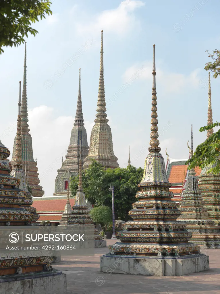 Prangs, Wat Pho, Bangkok, Thailand.