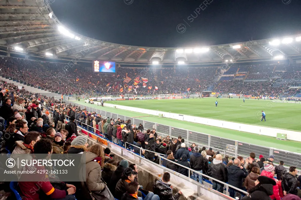 Italy, Lazio, Rome,people in Olympic Stadium