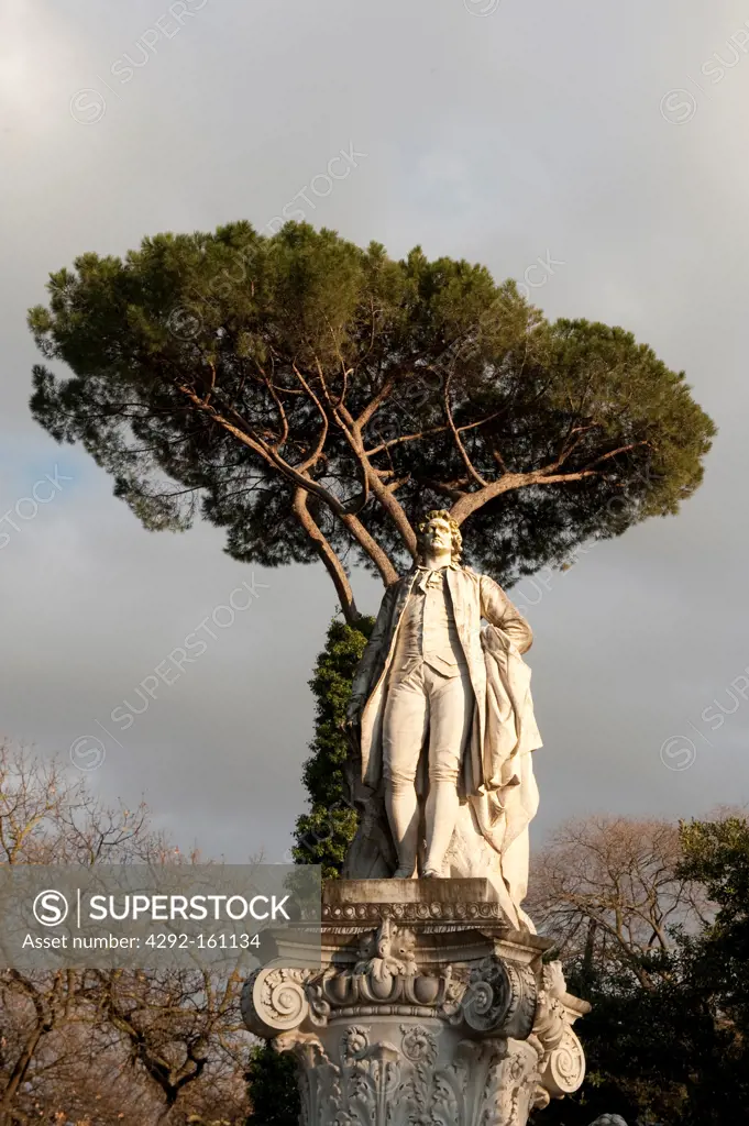 Italy, Lazio, Rome, Goethe statue in Villa Borghese park