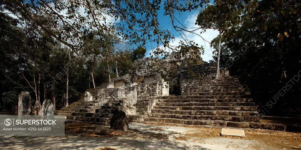 America, Mexico, Campeche State, Calakmul, archaeological mayan site ruins,