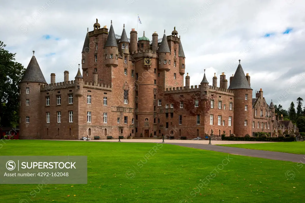 Great Britain, Scotland, Fife area, Angus, the Glamis castle, childhood home of the Queen Elizabeth.