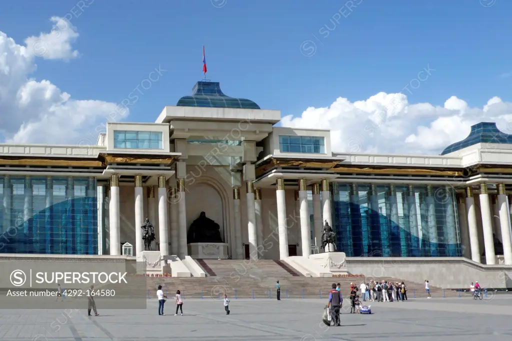 Parliament building and Government House , Sukhbaatar square, Ulaan Baatar, Mongolia
