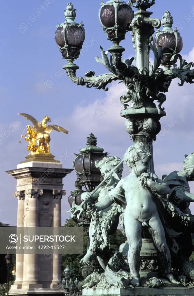 France, Paris. Pont Alexandre III, detail