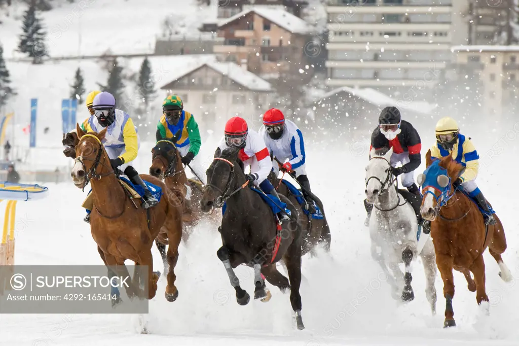 Switzerland, St. Moritz, White turf race