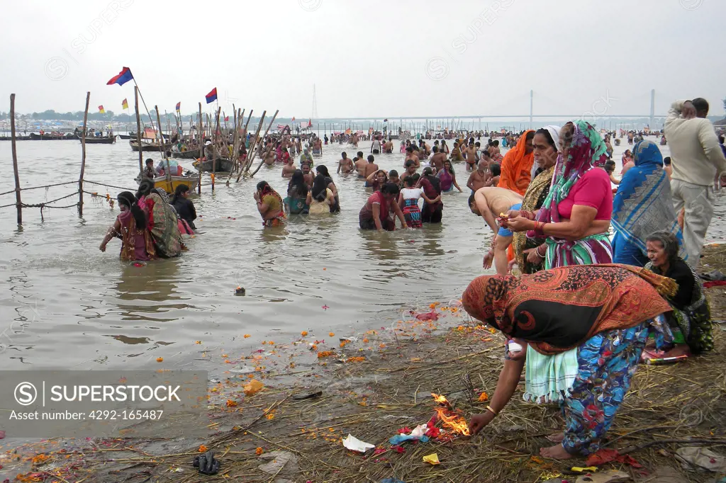 India, Uttar Pradesh, Allahabad, Kumbh Mela, Ganga river, daily life