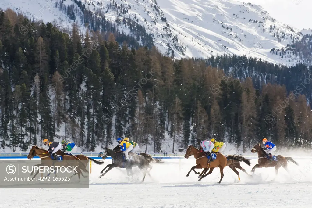 Switzerland, St. Moritz, White turf race